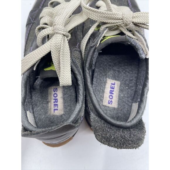 Sorel Mackenzie Lace Low Waterproof Leather Brown Grey Boots Fleece Lining S 6.5 - Picture 6 of 9